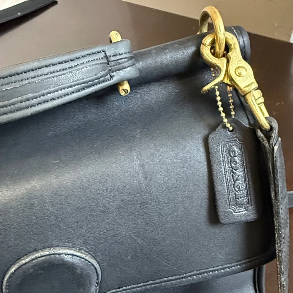 Vintage 90s COACH Willis Black Leather Crossbody Shoulder Bag Purse USA 1602-339 - Picture 10 of 16